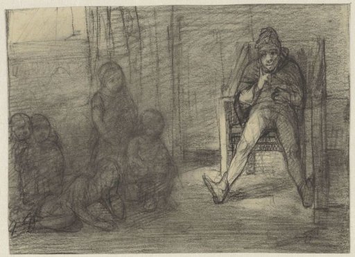 Man Sitting Telling Stories to Children