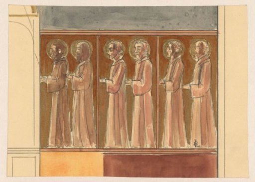 Six standing praying saints