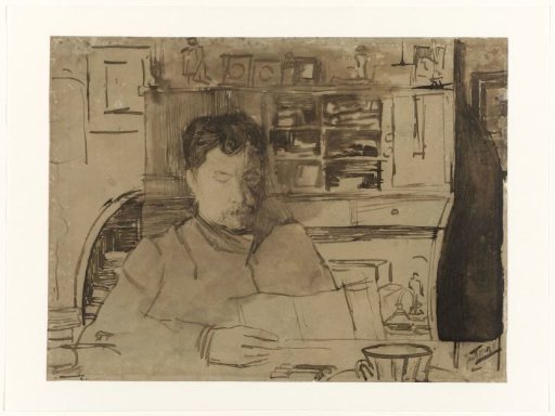 Portrait of a Reading Man, Seated in an Interior at a Table