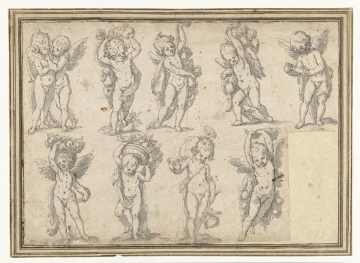 Study sheet with ten angels with attributes