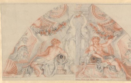 Ceiling decoration with river goddesses and garlands