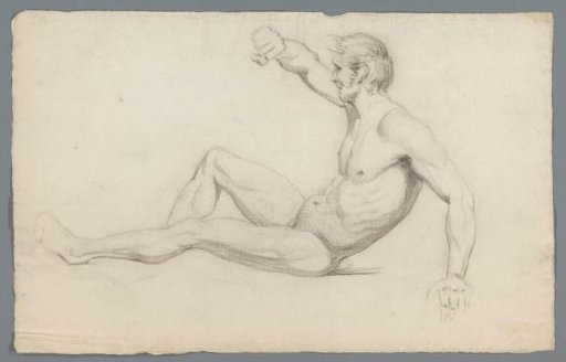 Seated male nude, with raised arm