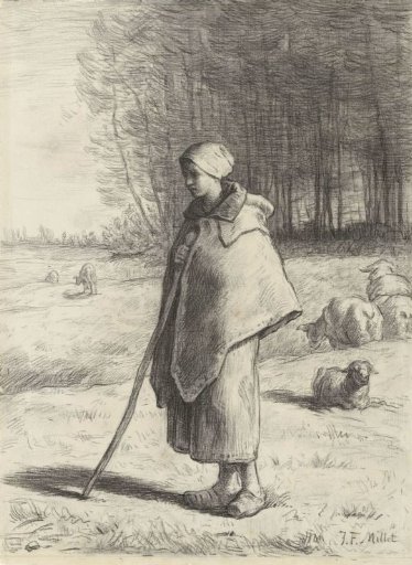 Shepherdess, leaning on a staff