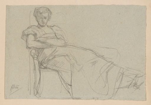 Portrait of a woman, seated on a chair in a psychiatric institution