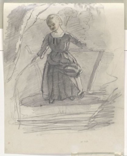 Fishing girl on a bridge
