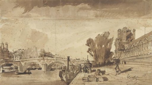The Seine and the Pont Royal; to the right the pavillon de Flore and a wing of the Louvre