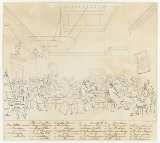 Identification of the portraits on the painting The Drawing Room of the Maatschappij Felix Meritis in Amsterdam