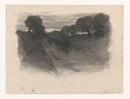 Country road with hay wagon