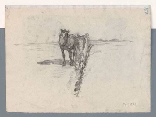 Team of horses alongside a ditch