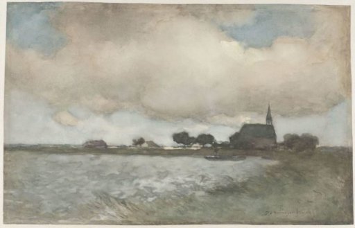 View of the church of Noordse Dorp near Noorden