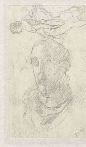 Standing woman and head of a man