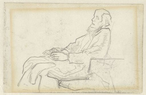 Seated old man, to the left