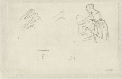 Sketches of a woman at the pump