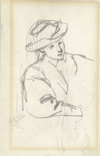 Seated person with hat