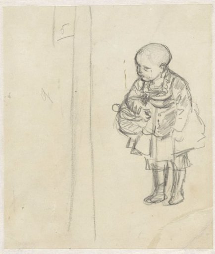 Standing child (with doll?)