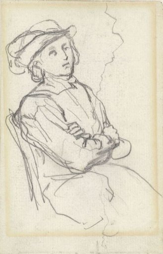 Standing girl with basket on arm