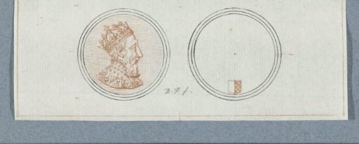 Obverse and reverse of a medal with portrait of Henry II, on the occasion of the siege of Metz