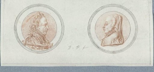 Obverse and reverse of a medal with portraits of Henry III and Catherine de' Medici