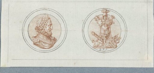 Obverse and reverse of a medal with the portrait of Henry IV, on the victory at Ypres