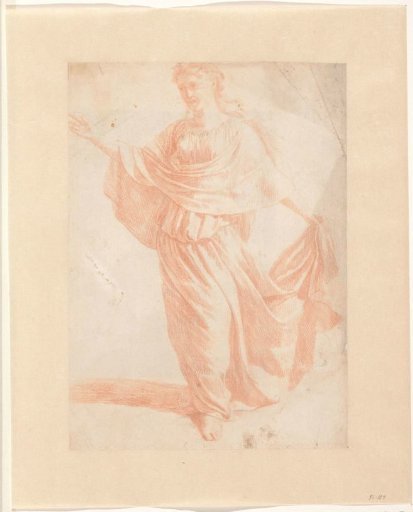 Drapery study of a walking woman