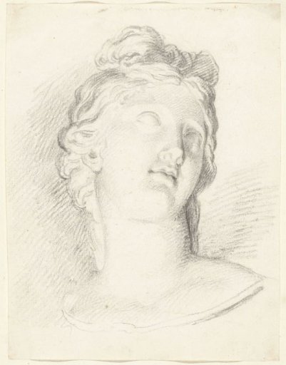 Antique bust of a woman looking up