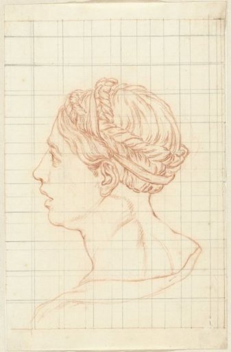 Head of a woman, in profile to the left