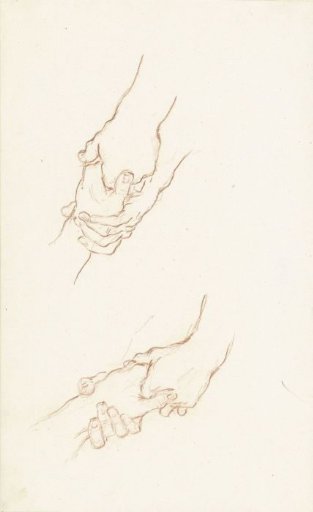 Two studies of a hand begun by other hands