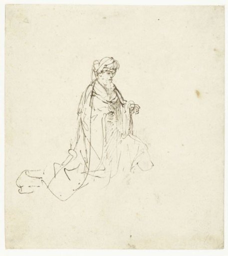 Kneeling Man in a Turban and Heavy Robes