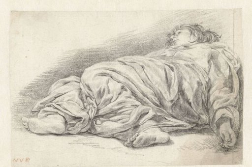 Study of a Reclining Boy with a Wide Mantle
