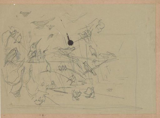 Sketch for illustration in How the Birds Came to a King