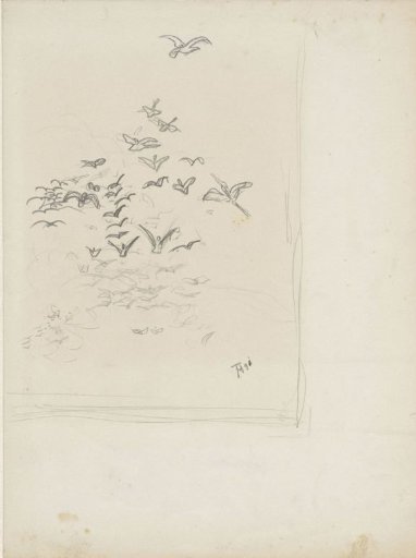 Sketch for illustration in How the Birds Came to a King