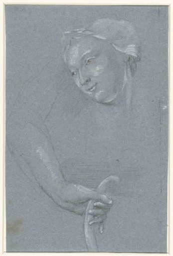 Study Sheet with a Woman's Head and a Hand with a Bow