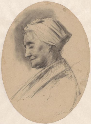 Head of a Scheveningen woman, in profile to the left