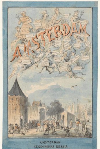 Design for the cover of the book Amsterdam. Origin and derivation of the names of the canals (...), by Johannes ter Gouw, 1858