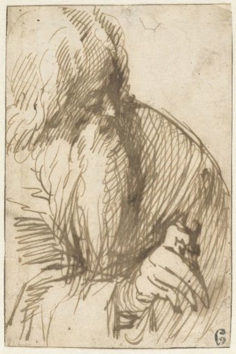 Old man with half-raised hand