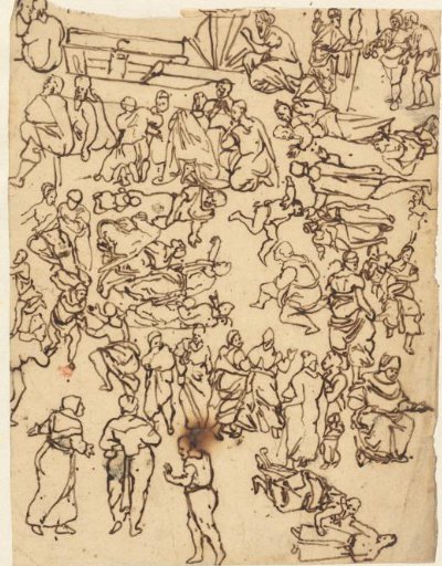 Study sheet with motifs borrowed from Italian painting