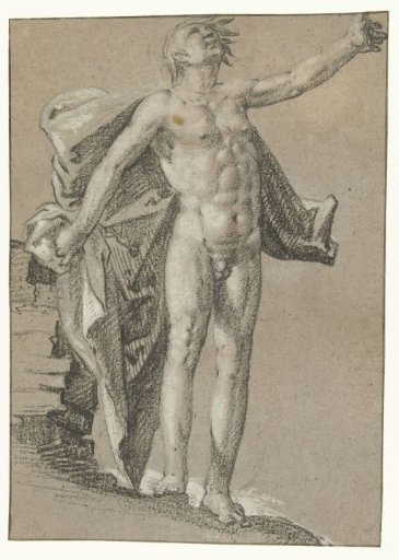 Standing Male Nude with Floating Drapery