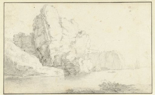 Rocky coast with ships in the vicinity