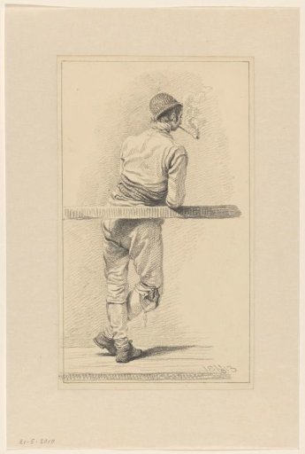 Smoking young man, from behind
