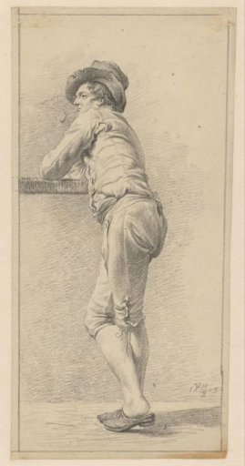 Pipe-smoking young man, from the side