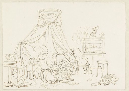 Bedroom with Two Children in a Cradle