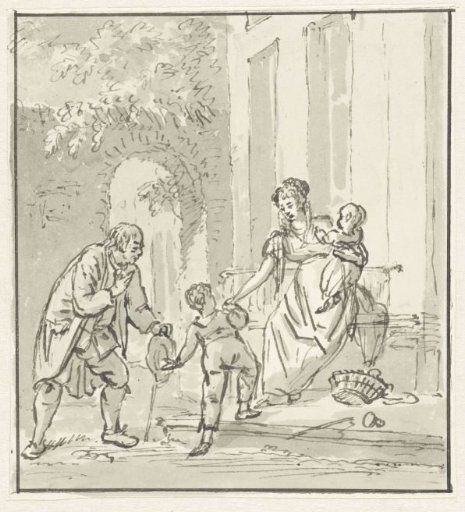 Family in front of a house