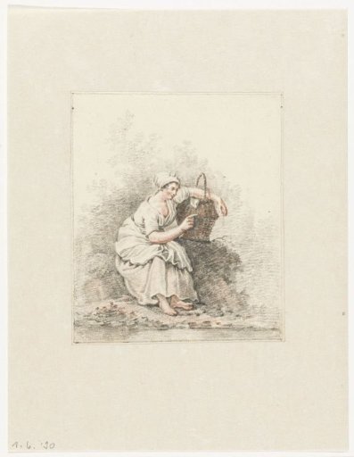 Seated woman with a basket