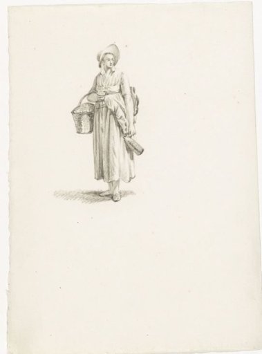 Standing woman with basket and jug