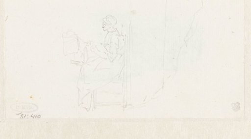 Sketch of a spinning woman