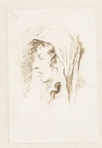 Head of a woman, in profile to the left
