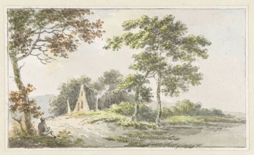 Landscape with a resting walker
