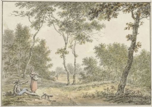 Forest landscape with a few figures