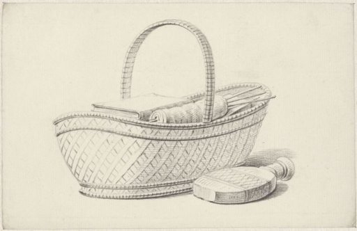 Basket with book and knitting
