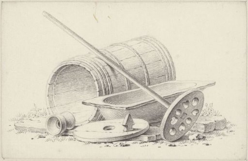 Still life with a beer barrel and tub